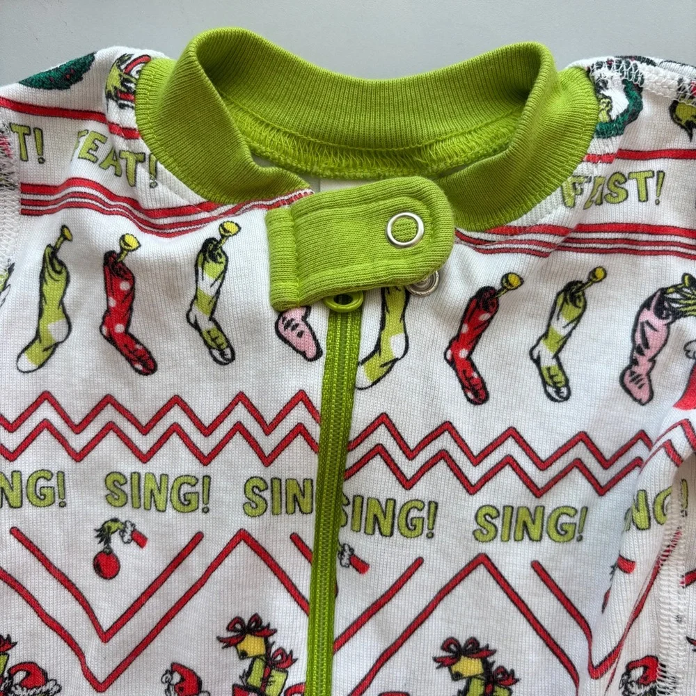 Hanna Andersson Grinch‎ Festive Kids One Piece Pajama Size 18-24M